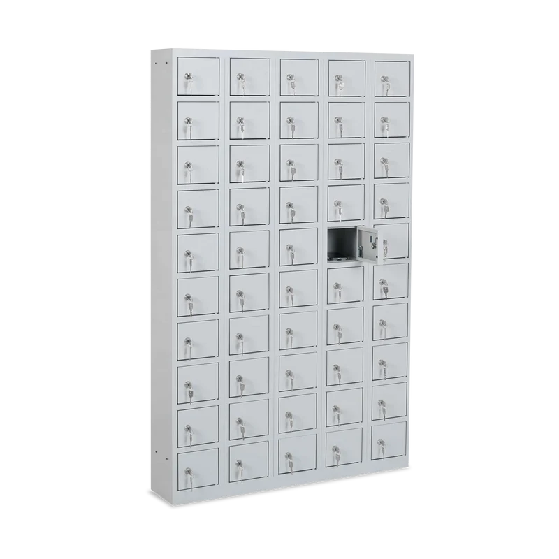 Stahl-Wertfachschrank | 50 Fächer – Lichtgrau