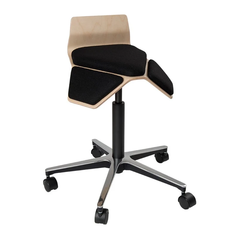 myKolme ILOA Smile | Hocker Rollhocker | Sattelhocker | Rückenlehne | Gestell Schwarz