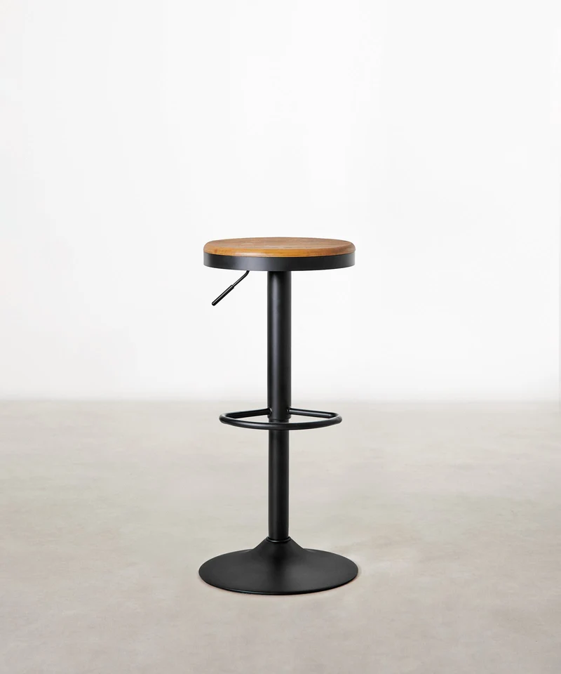 Taburete Alto Regulable en Acero y Madera Oslo