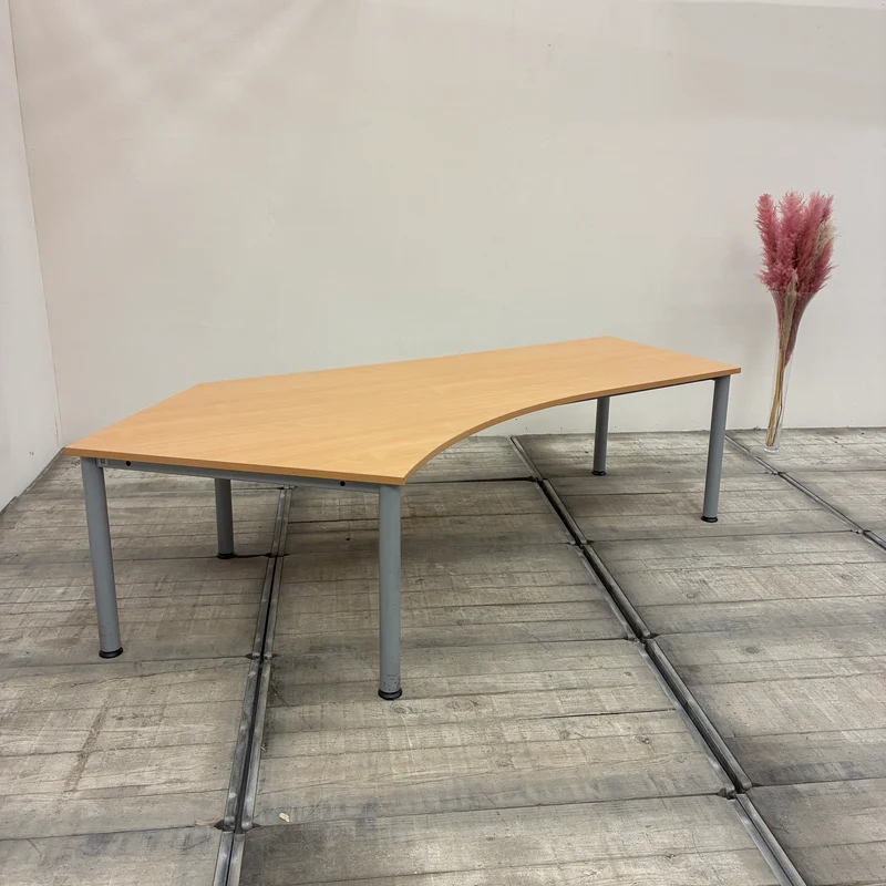 Assmann Freiformschreibtisch Buche Holz Geschwungen Schreibtisch 260cm Tisch Gebraucht