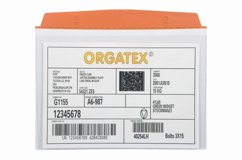 Sichttasche Beleghalter ESD, zum Anhängen, DIN A5 quer, Orange, 10 St. / Pack.