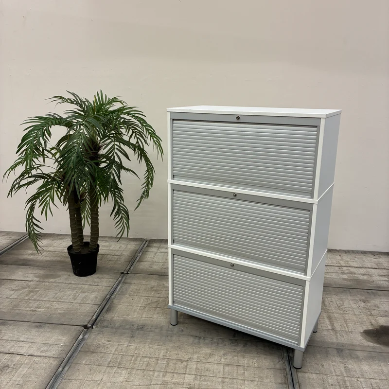 IKEA Effektiv Büroschrank 3 Fächer Rollladenschrank Weiß Silber Highboard Gebraucht