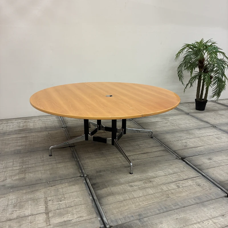 Vitra Segmented Table Konferenztisch Rund Kabeldurchlass 183cm Holz Chrom Tisch Gebraucht