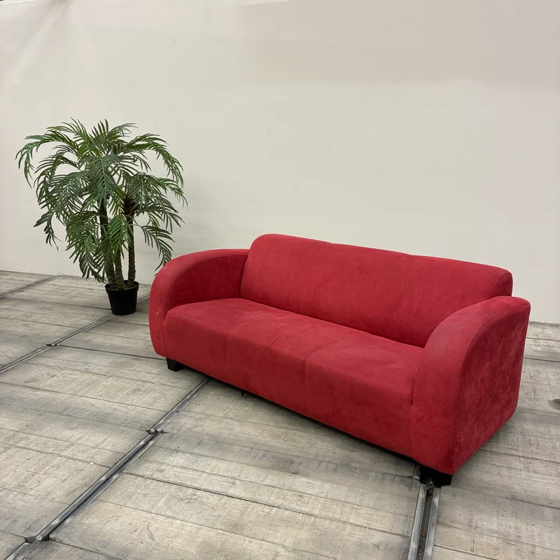 Benformato Sofa 3-Sitzer Rot Velours Mikrofaser Polstersofa Gebraucht