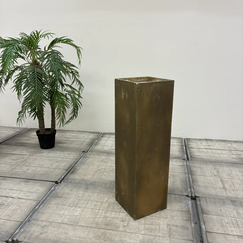 Pflanzkübel Säule Hoch Pflanzgefäß Gold Vintage Übertopf Gebraucht