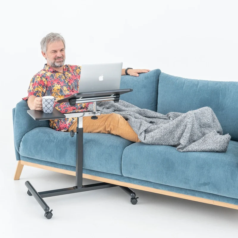 Tatkraft Vanessa - Laptoptisch, Laptoptisch Höhenverstellbar, mit Mausablage, Laptoptisch Sofa, MDF Holz, Stahl, Schwarz