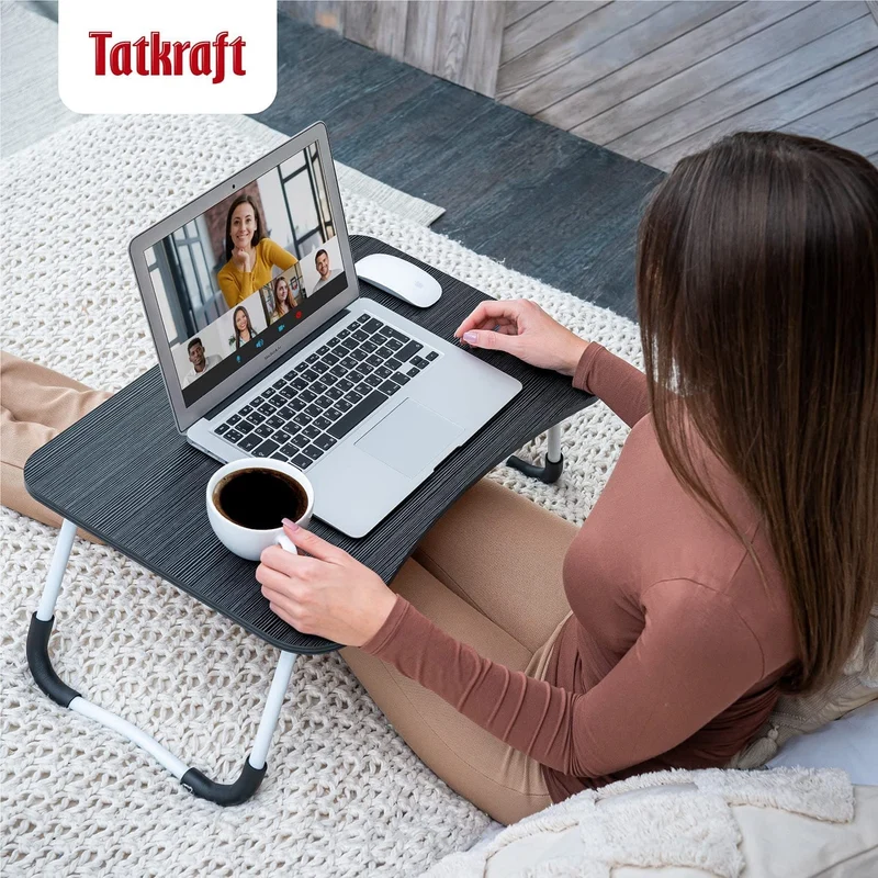 Tatkraft Olaf - Laptoptisch, Laptop Ständer, Laptoptisch Bett, Sofa, Faltbare Betttisch, Tischplatte 60 X 40 cm, Schwarz