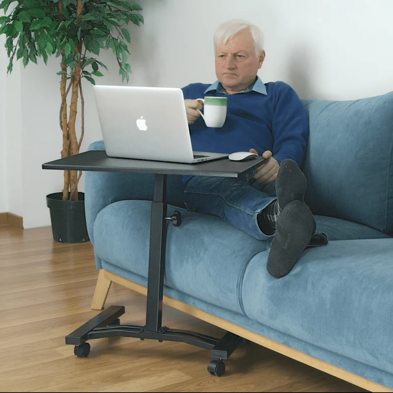 Tatkraft Dream - Laptoptisch, Laptoptisch Höhenverstellbar, Laptoptisch Sofa, Schreibtisch auf Rollen, Laptop Betttisch, MDF Holz, Stahl, Schwarz