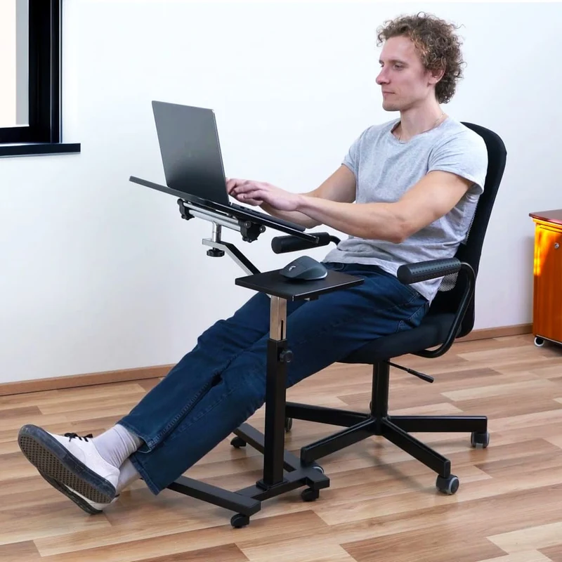 Tatkraft Joy – Laptoptisch höhenverstellbar, 70–99,5 cm, Laptoptisch für Bett, Sofa, Couch, 360° drehbar, Tischplatte bis 160° neigbar, mit Rollen