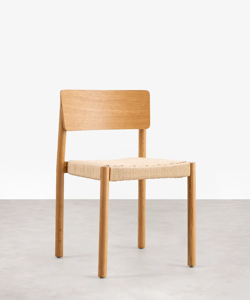 Silla de Comedor en Madera y Cuerda Trenzada Ares