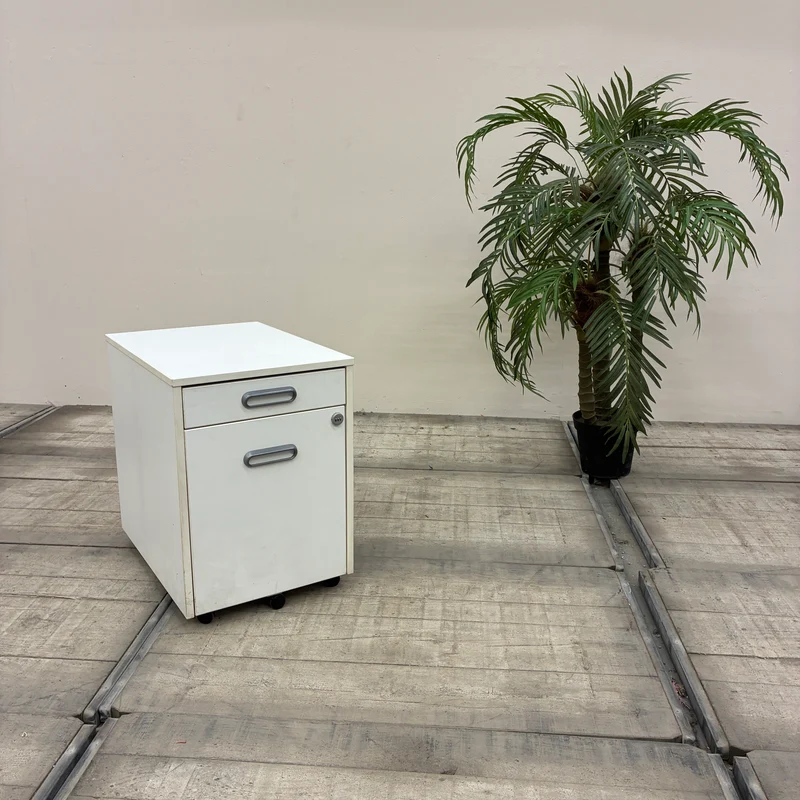 Rollcontainer Weiß Büroschrank Zahlen-Schloss Schubladen Container Gebraucht