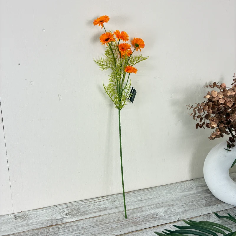 Cosmos Kunstblume Orange 75cm Kunstzweig Blume Kunstpflanze Deko