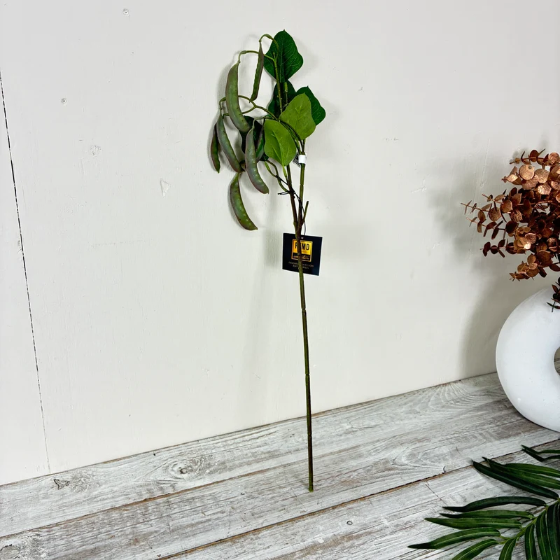 PTMD Kunstzweig Schoten 65cm Bohnen Grün Dekozweig Ast Kunstpflanze Deko