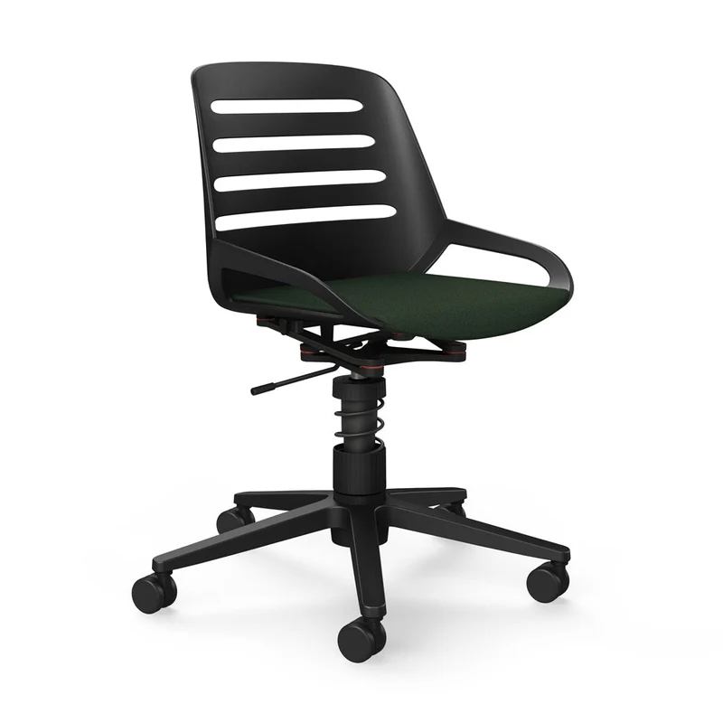 Aeris Numo Task mit Rollen | Feder | Recyceltes Polyester Cura | mit Sitzpolster | Gestell Schwarz