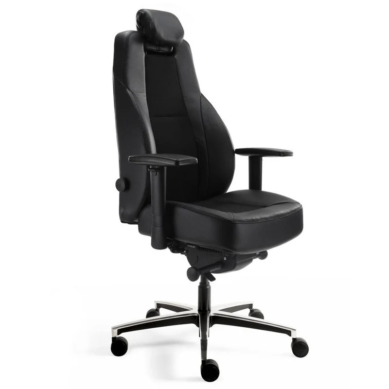 24-Stunden Stuhl - Ergonomischer Bürostuhl Stoff - Leder Schwarz - bis 200 KG