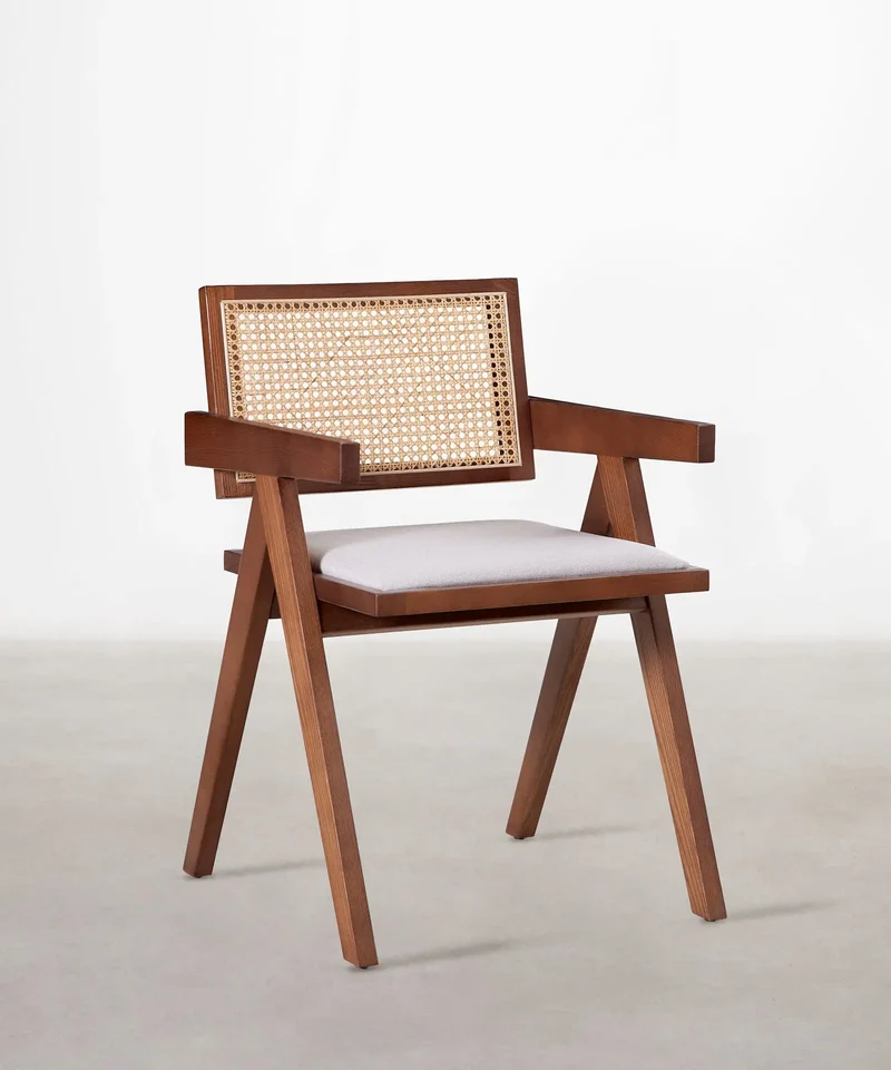 Silla de Comedor en Madera Tapizada con Reposabrazos Pauline Arms