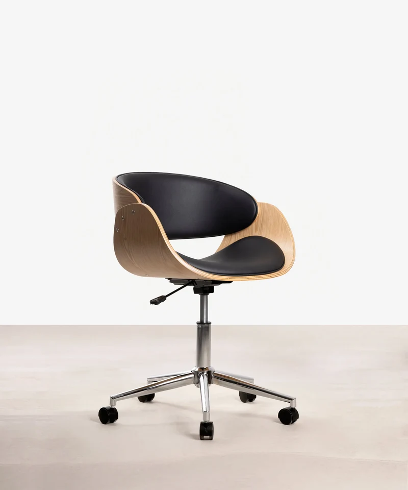 Silla de Escritorio de Polipiel y Madera Debbie