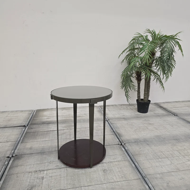 Beistelltisch Rund 60x70 Metall Holz Dunkelbraun Modern Tisch Gebraucht