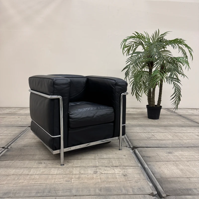 Original Le Corbusier Sessel Schwarz Echtleder LC2 Design Klassiker Cassina Gebraucht