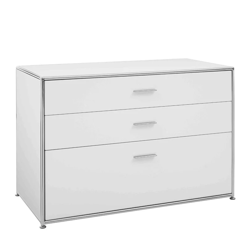 BOSSE SOLUTIONS Sideboard | Weiß Chrom | 3 Schubladen