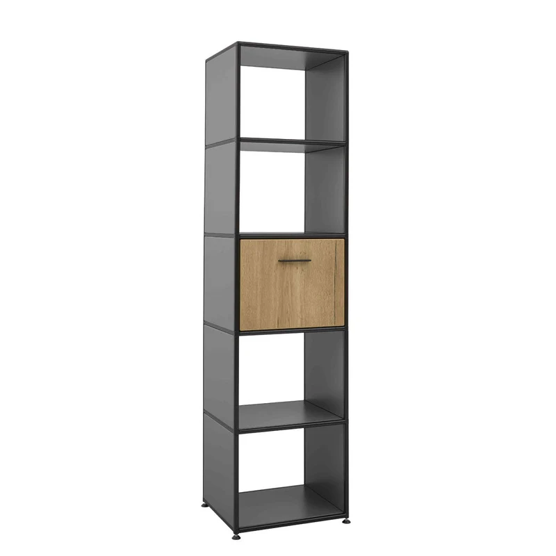 BOSSE SOLUTIONS Schrank Regal | Basaltgrau | Eiche Halifax | Black Edition