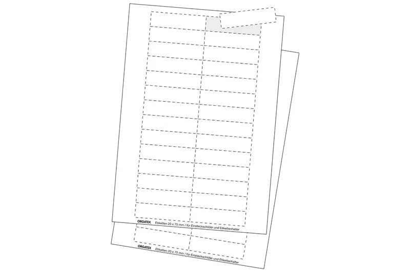 ET33-75K-02 Kartoneinlagen DIN A4 Bogen, vorperforiert, 33 x 75mm (H x B), Weiß, 10 St. / Pack.