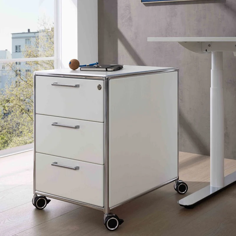 BOSSE SOLUTIONS Rollcontainer | Weiß Chrom | 3 Schubladen | 60cm Tiefe