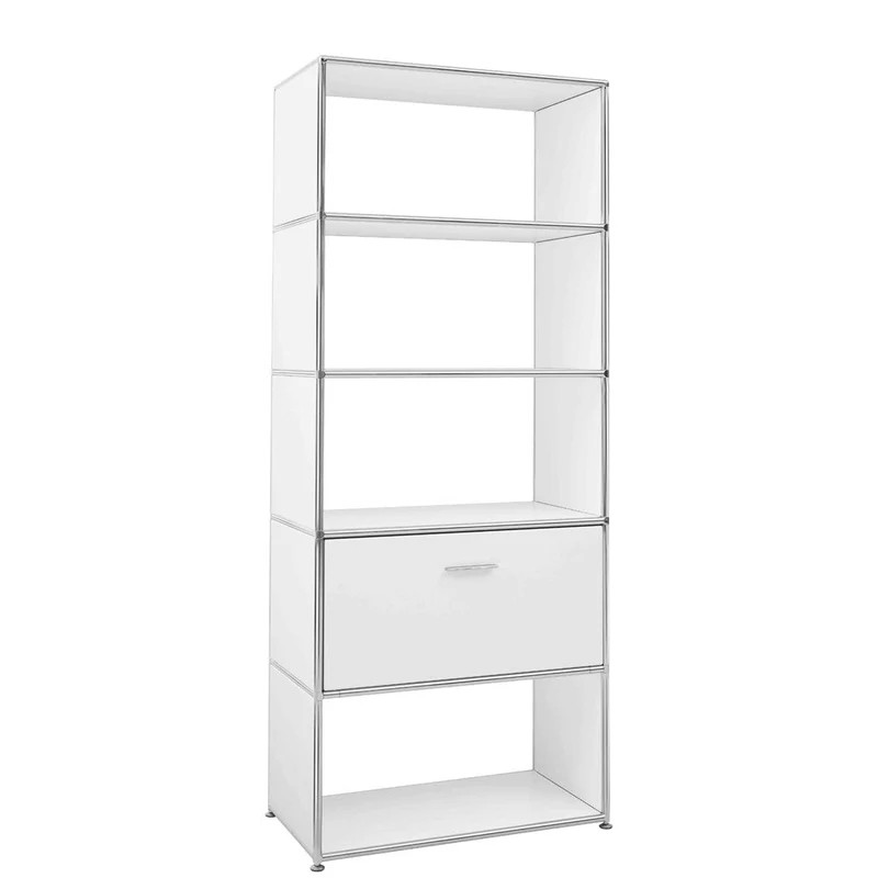 BOSSE SOLUTIONS Regal Schrank | Weiß Chrom | 1 Klappe