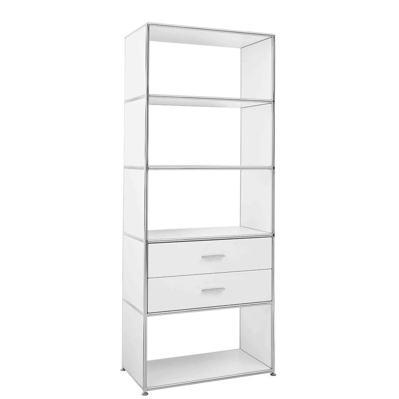 BOSSE SOLUTIONS Regal Schrank | Weiß Chrom | 2 Schubladen
