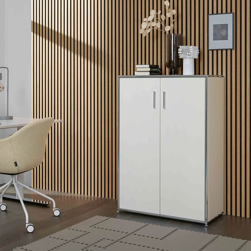 BOSSE SOLUTIONS Schrank Highboard | Weiß Chrom | 2 Flügeltüren