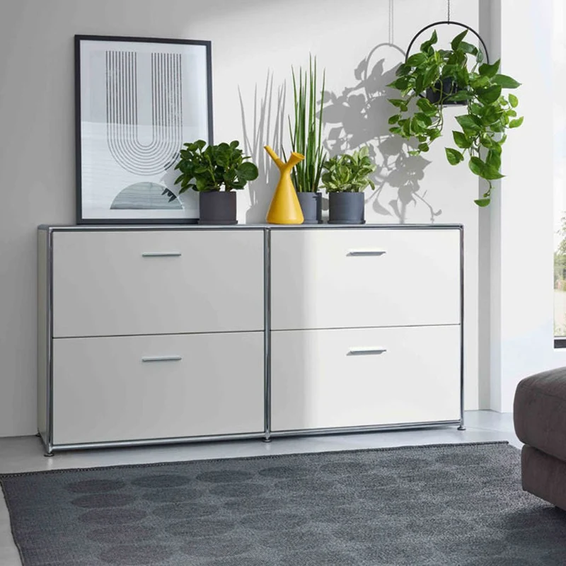 BOSSE SOLUTIONS Sideboard | Weiß Chrom | 4 Schubladen