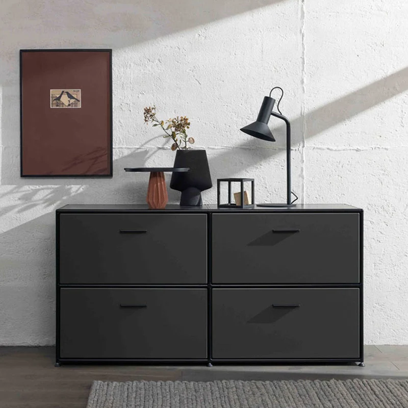 BOSSE SOLUTIONS Sideboard | Anthrazit | 2 Klappen und 2 Schubladen | Black Edition