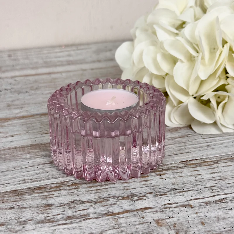 Duo Kerzenhalter Teelichthalter Rosa Klar Glas Wendbar Deko