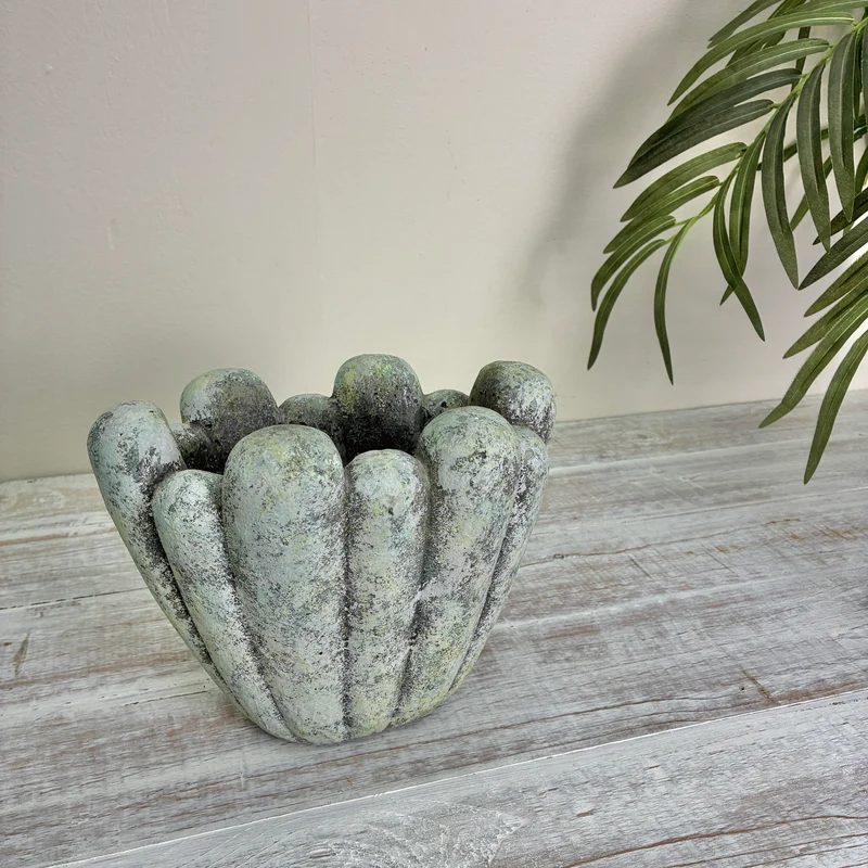 PTMD Minter Schale Grau Vintage Obstschale Keramik 23,5cm