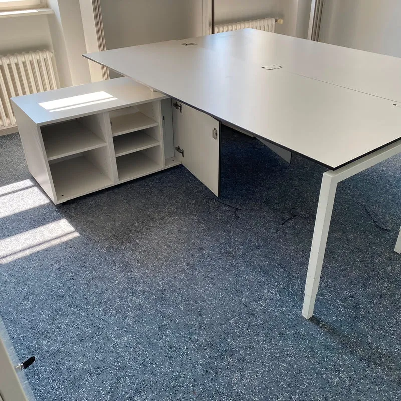 Winkelschreibtisch Mit Sideboard Weiß Schreibtisch 220x80 Weiß Büro Tisch Gebraucht