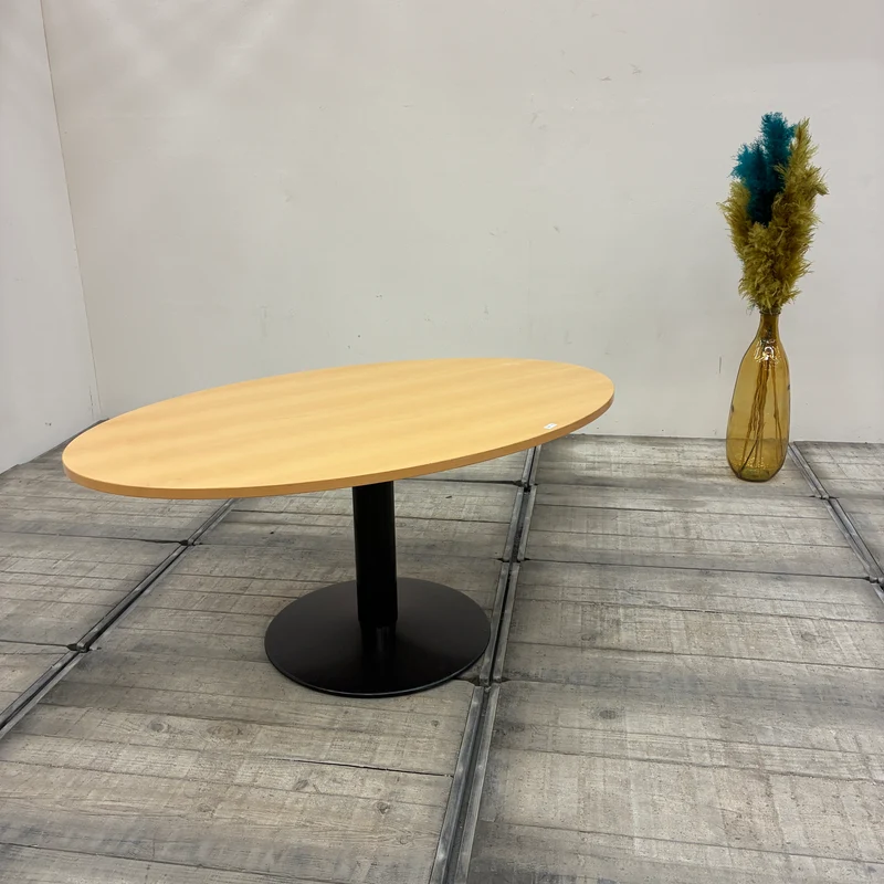 Besprechungstisch Beistelltisch Buche Hell Holz Metall Oval Gebraucht