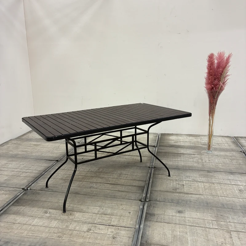 Outdoor Gartentisch Terrassentisch Holz Metall Braun Schwarz Tisch 150cm Gebraucht