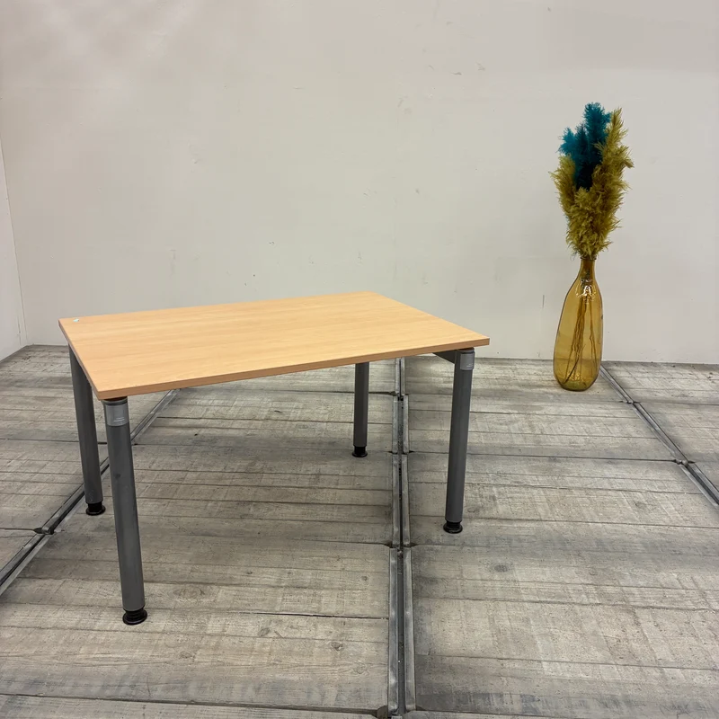 Schreibtisch Buche Hell Holz Metall Mit Kabelkanal Tisch Gebraucht
