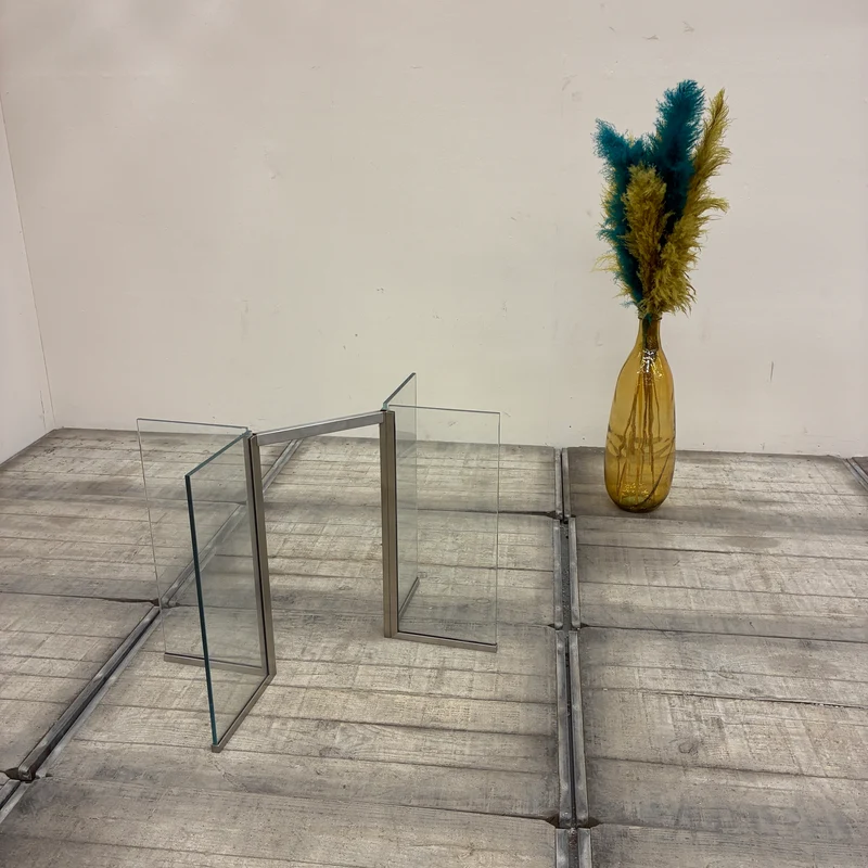 Tischgestell Untergestell Glas Metall Transparent Silber Ohne Tischplatte Gebraucht