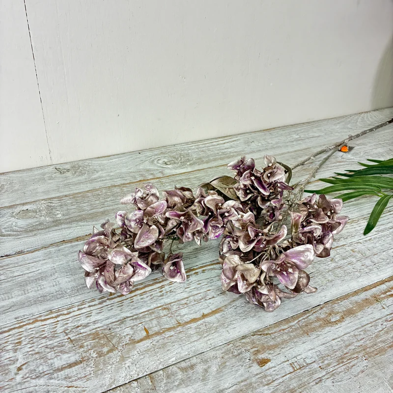 Künstlicher Deko-Zweig Bougainville Lila Silber Glitzer Kunstblume
