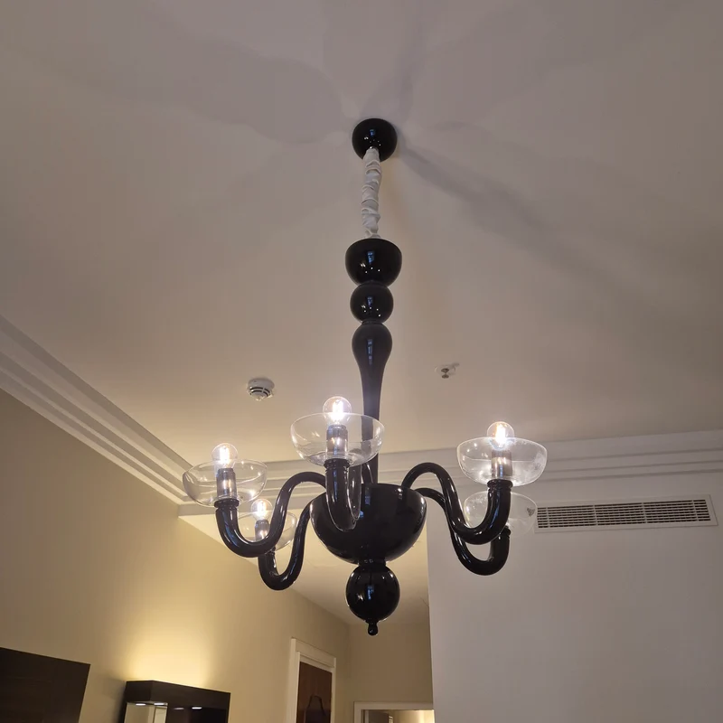Kronleuchter Murano Glas schwarz Atlantic Hotel Hamburg gebraucht Lampe