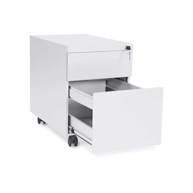 Design-Rollcontainer aus Stahl mit Schubladen – Signalweiß