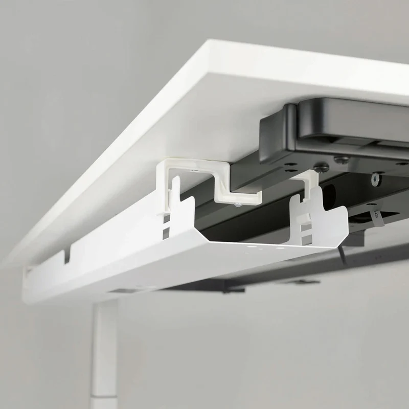 Kabelkanal Kabelwanne für Schreibtisch abklappbar - Weiß / Schwarz / Silber