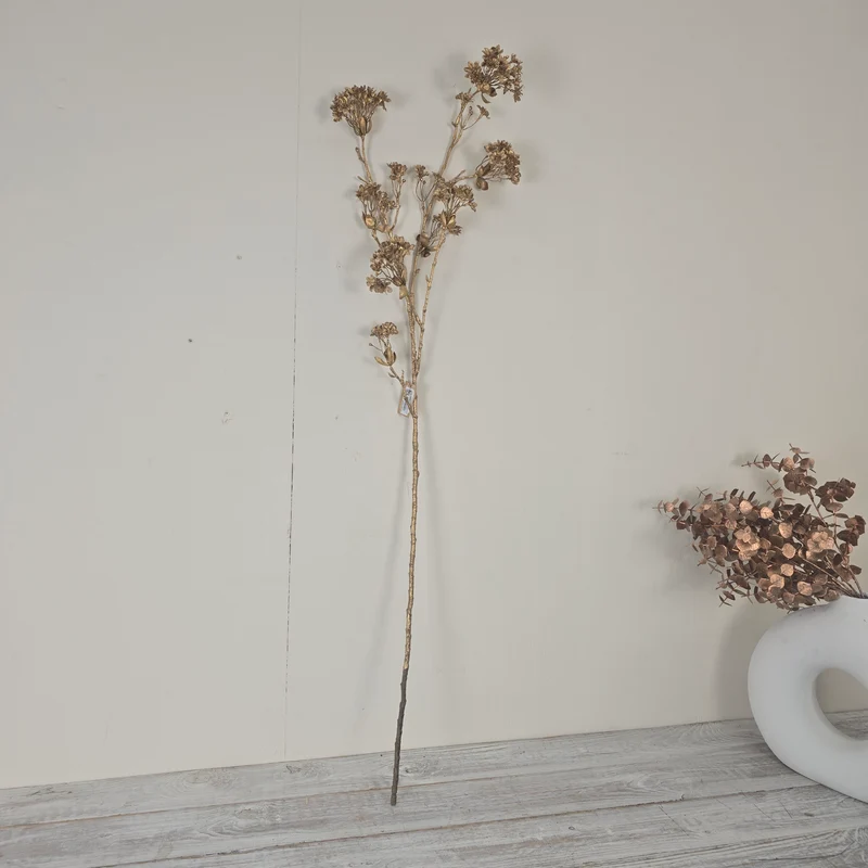 Künstliche Zweigblume 117cm Dekoblume Goldfarben Deko