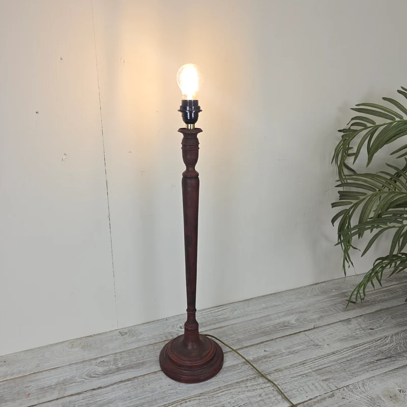 Große Tischlampe Holz Rotbraun Lampe Gebraucht vintage