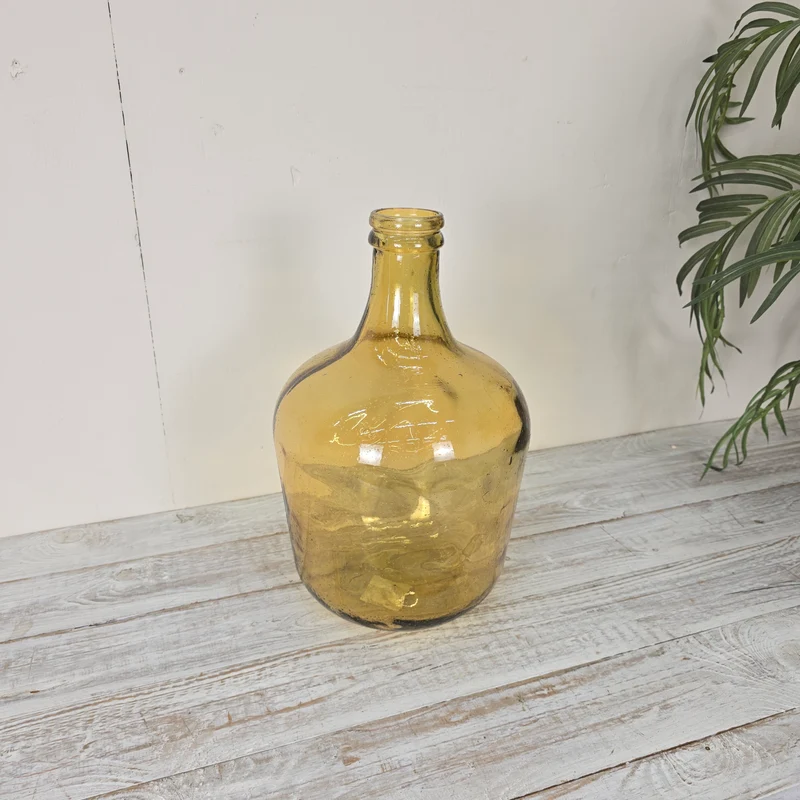 Große Glasvase 42cm Recyceltes Glas Bernstein Glasflasche Deko