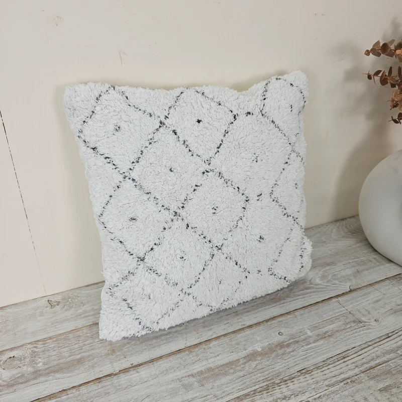 Tiseco Berber Dotted 45x45cm Zierkissen Weiß Schwarz Baumwolle Kissen Deko