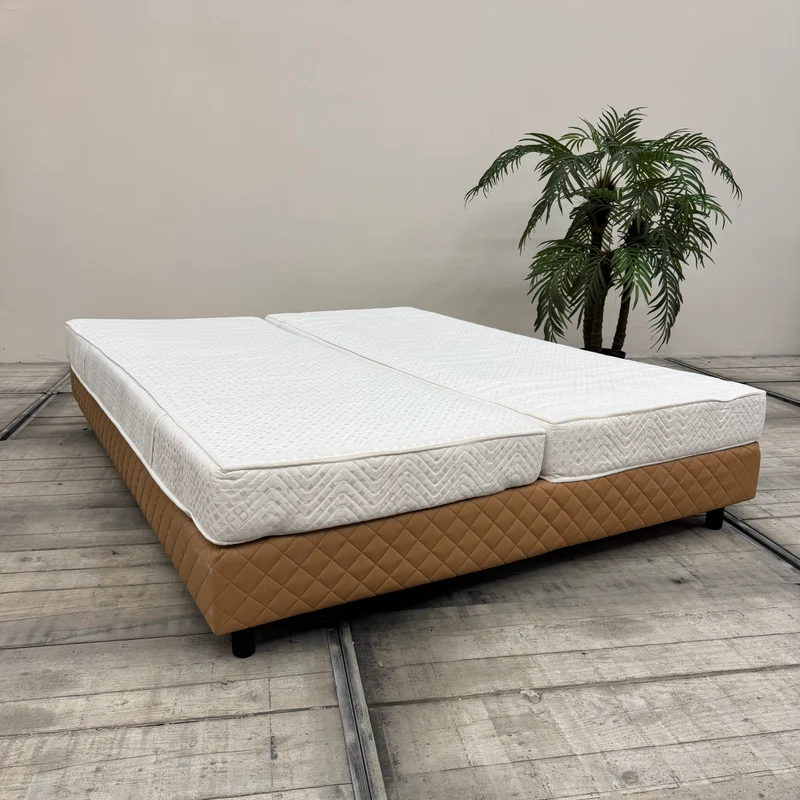 Boxspringbett 160x200 Braun Kunstleder Doppelbett Bett gebraucht