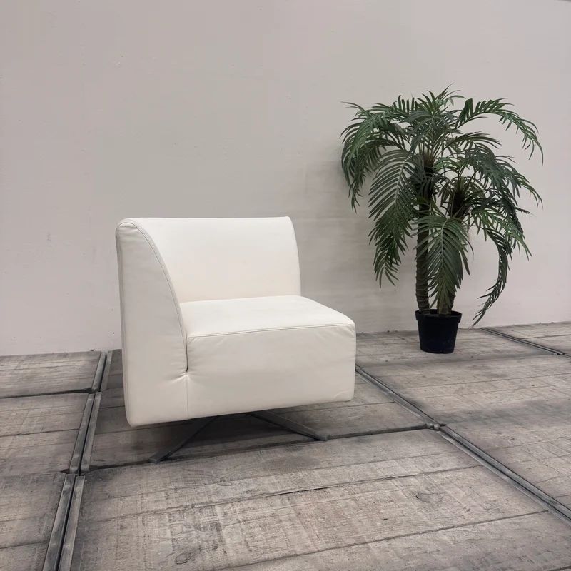 Walter Knoll Sessel Weiß Leder Designer Loungesessel Gebraucht