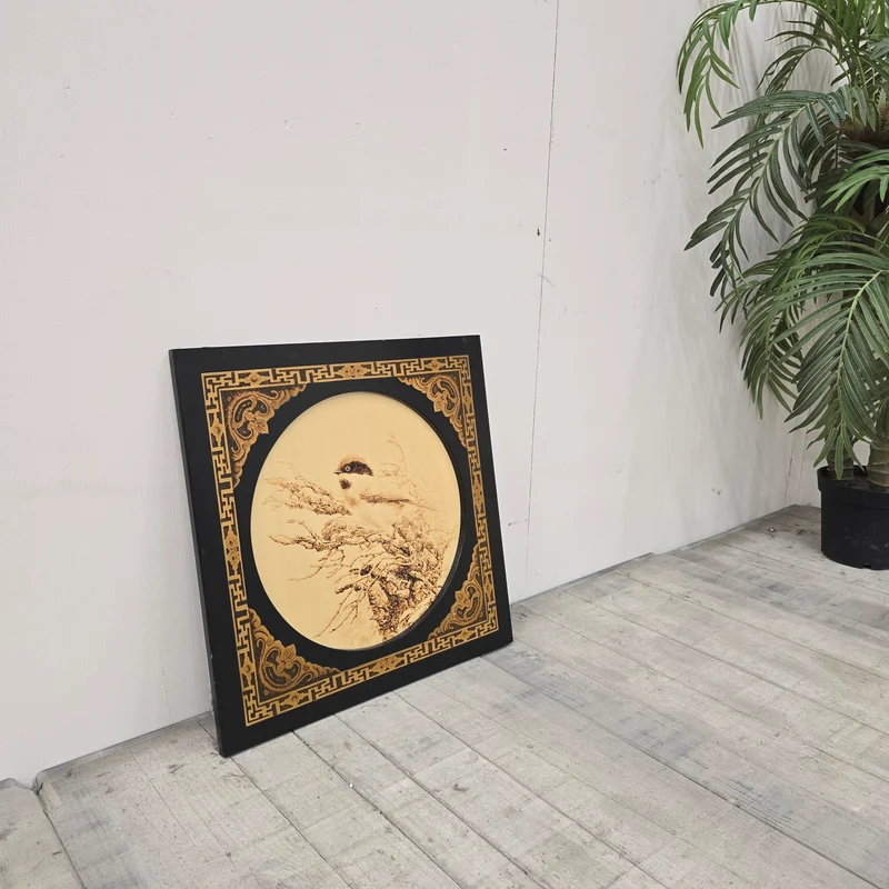 Wandbilld Quadratisch 60x60 Schwarz Gold Asiatischer Stil Deko